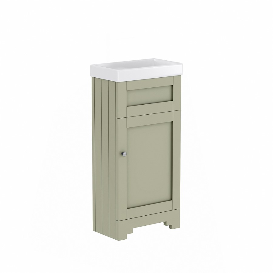400mm Green Freestanding Cloakroom Vanity Unit with Basin - Baxenden
