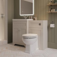 1100mm Beige Toilet and Sink Unit with Traditional Toilet – Baxenden
