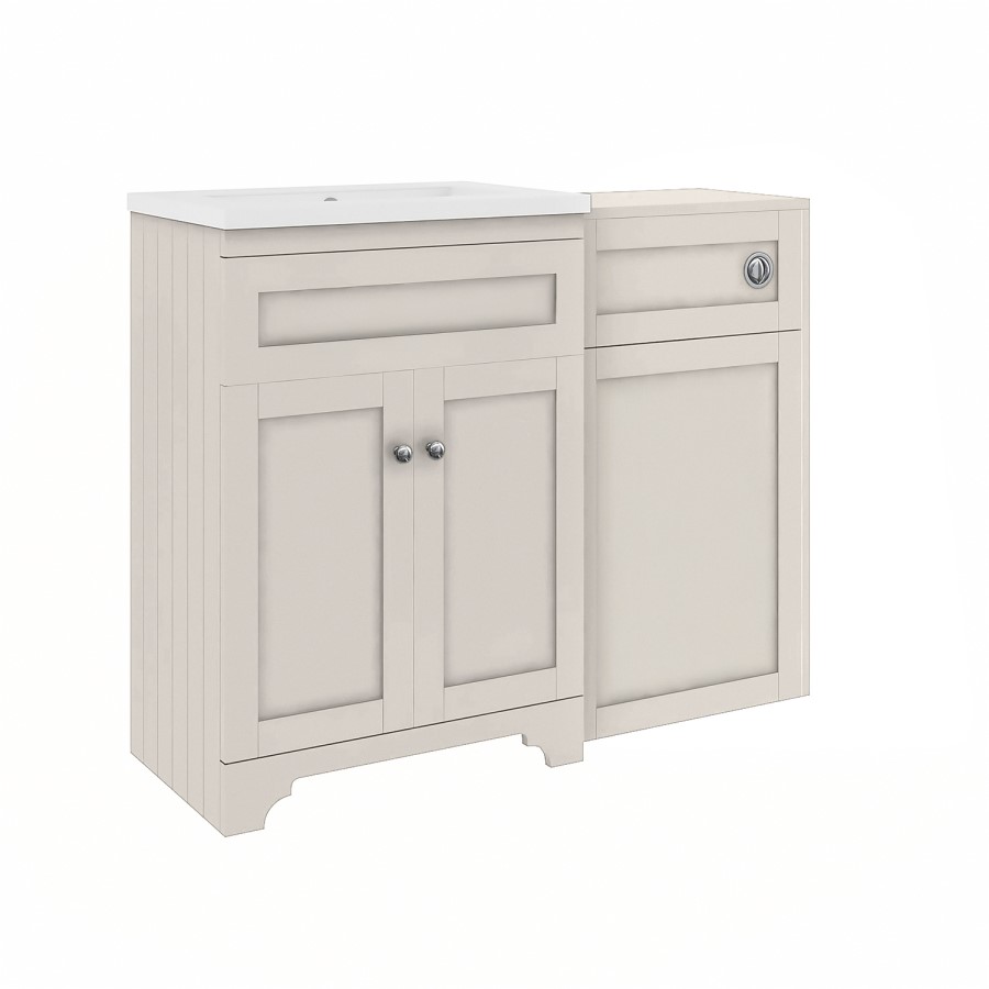1100mm Beige Toilet and Sink Unit with Traditional Toilet – Baxenden