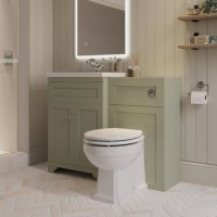 1100mm Green Toilet and Sink Unit with Traditional Toilet - Baxenden