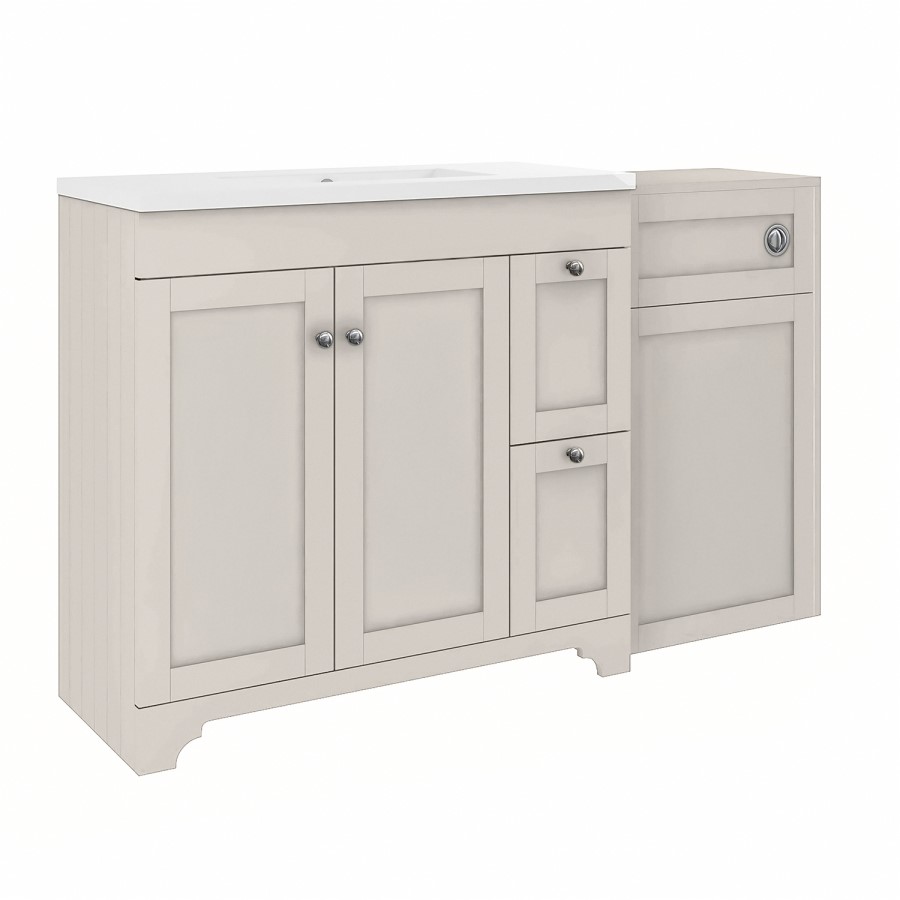 1400mm Beige Toilet and Sink Unit with Traditional Toilet – Baxenden