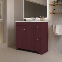 900mm Burgundy Freestanding Vanity Unit with Basin - Baxenden