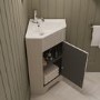 580mm Beige Corner Freestanding Cloakroom Vanity Unit with Basin - Baxenden