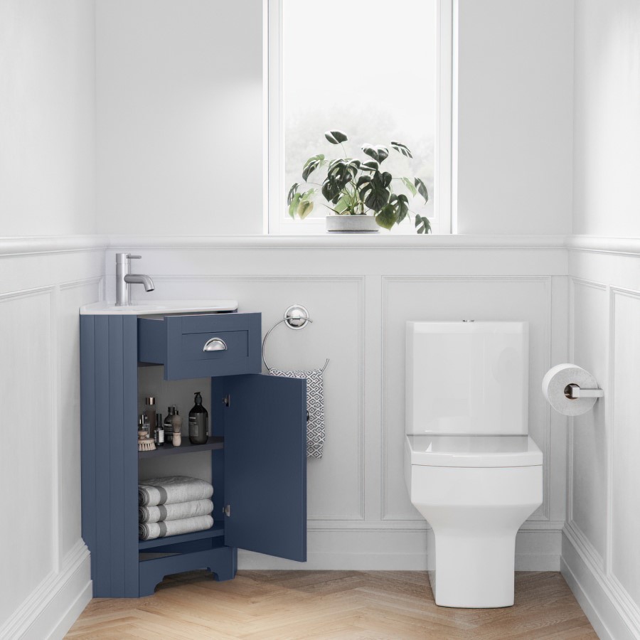 Grade A2 - 580mm Blue Corner Vanity Unit - Baxenden 