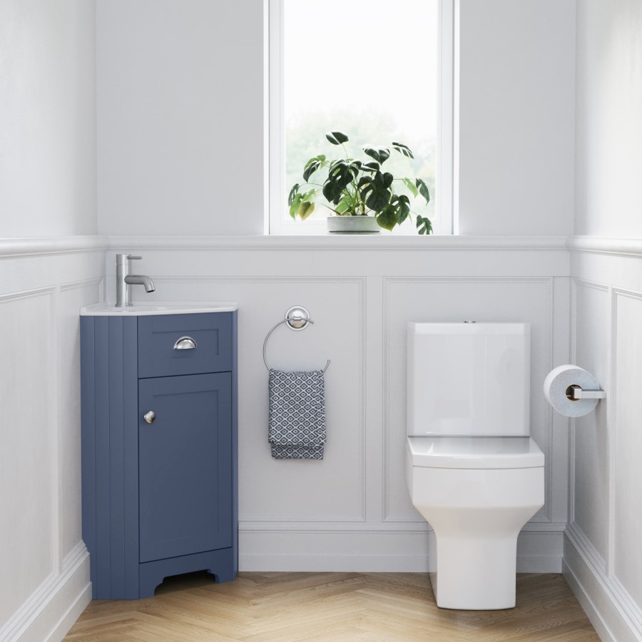 Grade A2 - 580mm Blue Corner Vanity Unit - Baxenden 