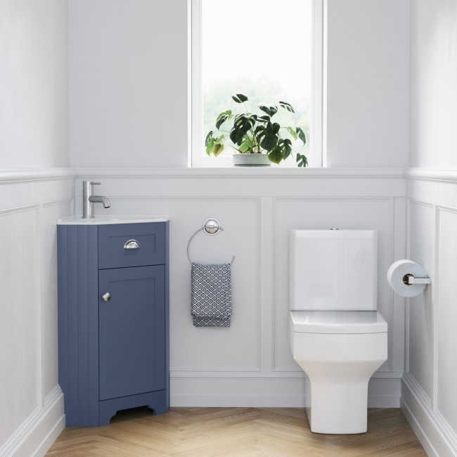 580mm Blue Corner Vanity Unit - Baxenden 