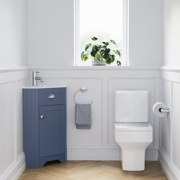 580mm Blue Corner Vanity Unit - Baxenden 