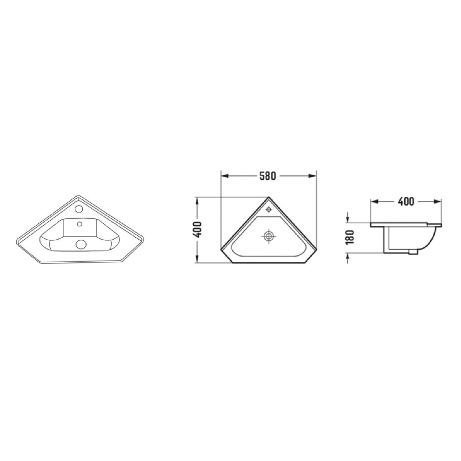 Grade A2 - 580mm Blue Corner Vanity Unit - Baxenden 