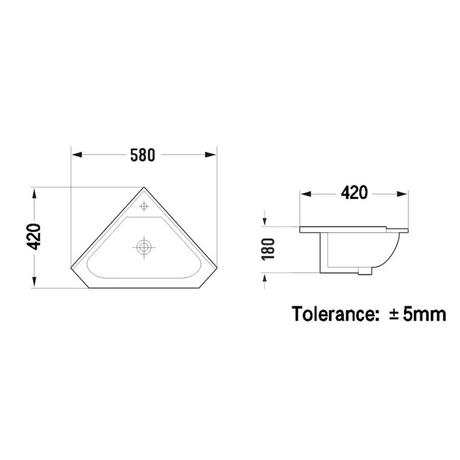 580mm Blue Corner Vanity Unit - Baxenden 