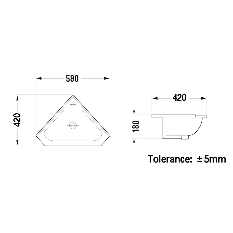 580mm Blue Corner Vanity Unit - Baxenden 