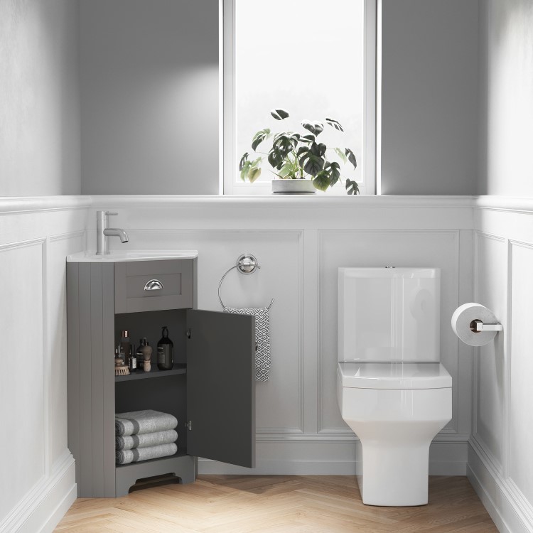 580mm Grey Corner Vanity Unit - Baxenden 