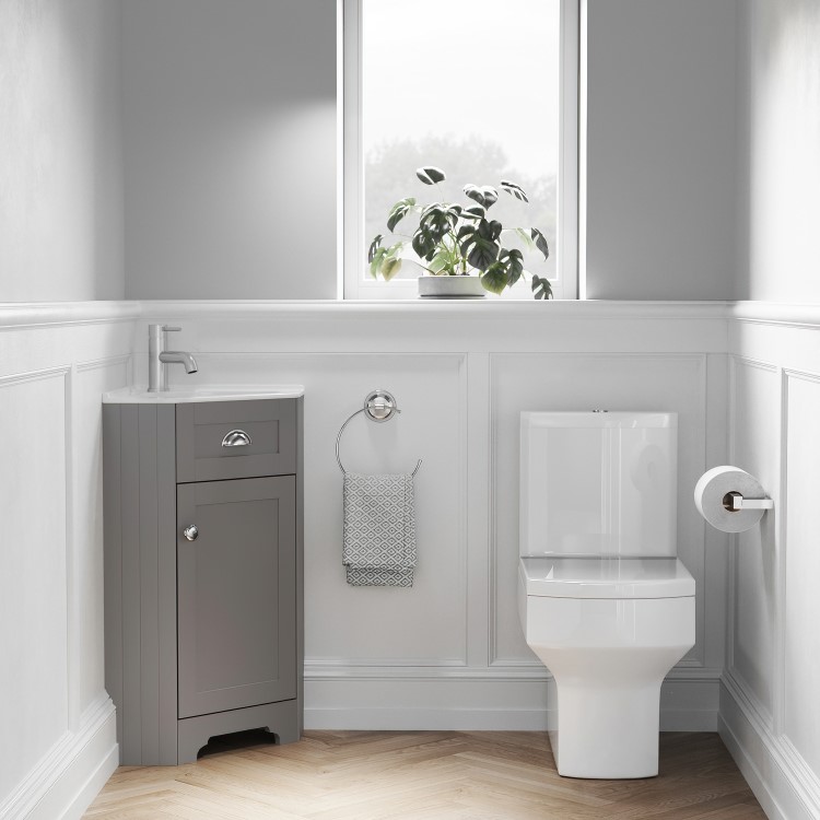 580mm Grey Corner Vanity Unit - Baxenden 