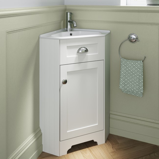 Grade A2 - 580mm White Corner Vanity Unit - Baxenden