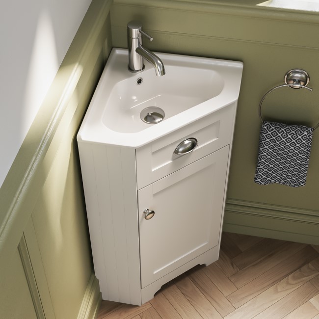 Grade A2 - 580mm White Corner Vanity Unit - Baxenden