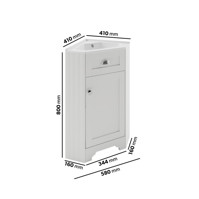 Grade A2 - 580mm White Corner Vanity Unit - Baxenden