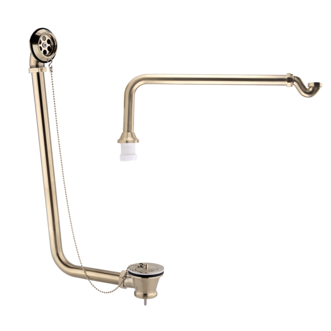 Grade A1 - Brushed Brass Exposed Bath Waste & Brushed Brass Exposed Bath Trap - Park Royal