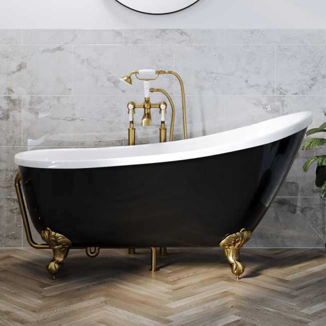 Grade A1 - Brushed Brass Exposed Bath Waste & Brushed Brass Exposed Bath Trap - Park Royal