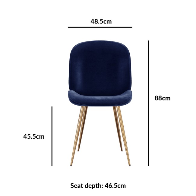 Jenna White Round Table & 4 Chairs in Blue Velvet with Gold Legs