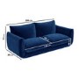 Navy Blue 3 Seater Velvet Curved Sofa with Footstool - Bodi