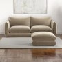 Mink 3 Seater Velvet Curved Sofa with Footstool - Bodi