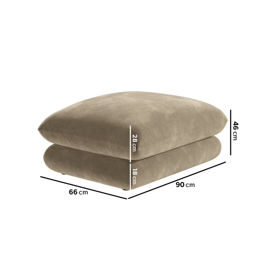 Mink 3 Seater Velvet Curved Sofa with Footstool - Bodi