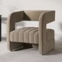 Mink Velvet Art Deco Accent Chair with Ribbed Detail - Boni