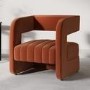 Orange Velvet Accent Chair with Ribbed Detail - Boni