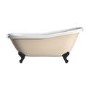 Beige Freestanding Single Ended Roll Top Slipper Bath with White Feet 1615 x 690mm - Bowland