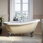 Beige Freestanding Single Ended Roll Top Slipper Bath with Chrome Feet 1615 x 690mm - Bowland