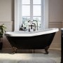 Black Freestanding Single Ended Roll Top Slipper Bath with Bronze Feet 1615 x 690mm - Park Royal