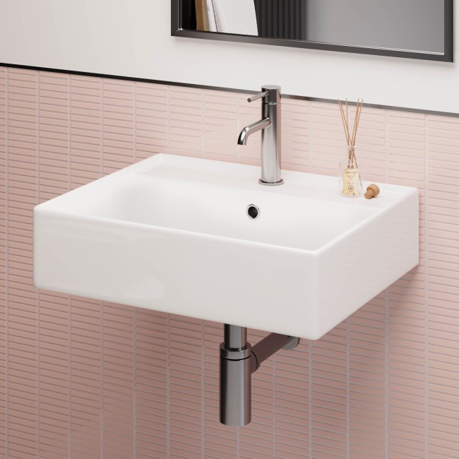 White Square Wall Hung Basin 497mm - Bowen