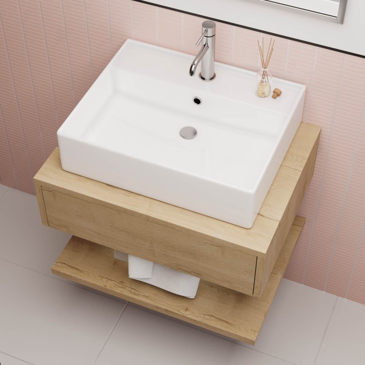 White Square Countertop Basin 497mm - Bowen