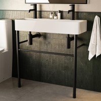 2 Tap Hole Double Basin with Black Wash Stand 800mm - Bowen 2 Tap Hole Double Basin with Black Wash Stand 800mm - Bowen
