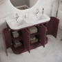 1200mm Burgundy Curved Freestanding Double Vanity Unit with Basins - Bowland