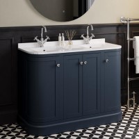 1200mm Blue Curved Freestanding Double Vanity Unit with Basin - Bowland 1200mm Blue Curved Freestanding Double Vanity Unit with Basin - Bowland