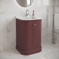 600mm Burgundy Curved Freestanding Vanity Unit with Basin - Bowland