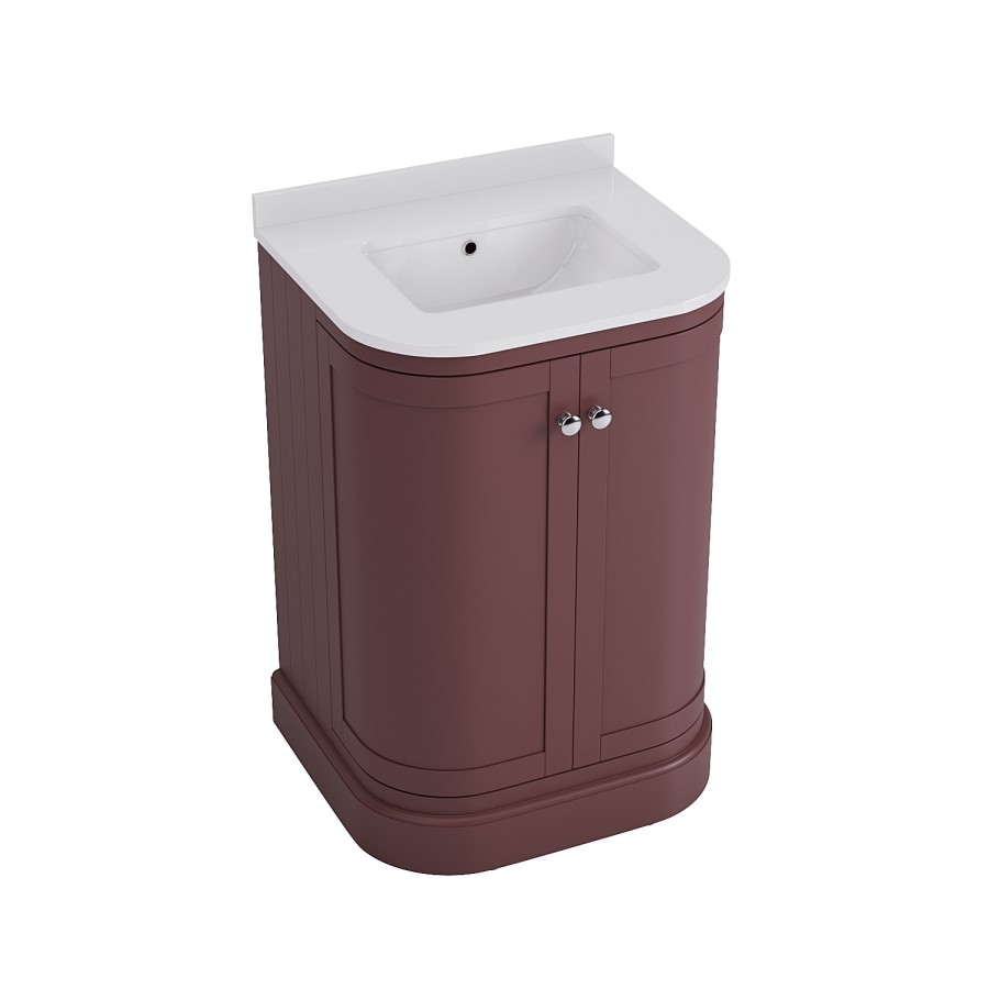 600mm Burgundy Curved Freestanding Vanity Unit with Basin - Bowland
