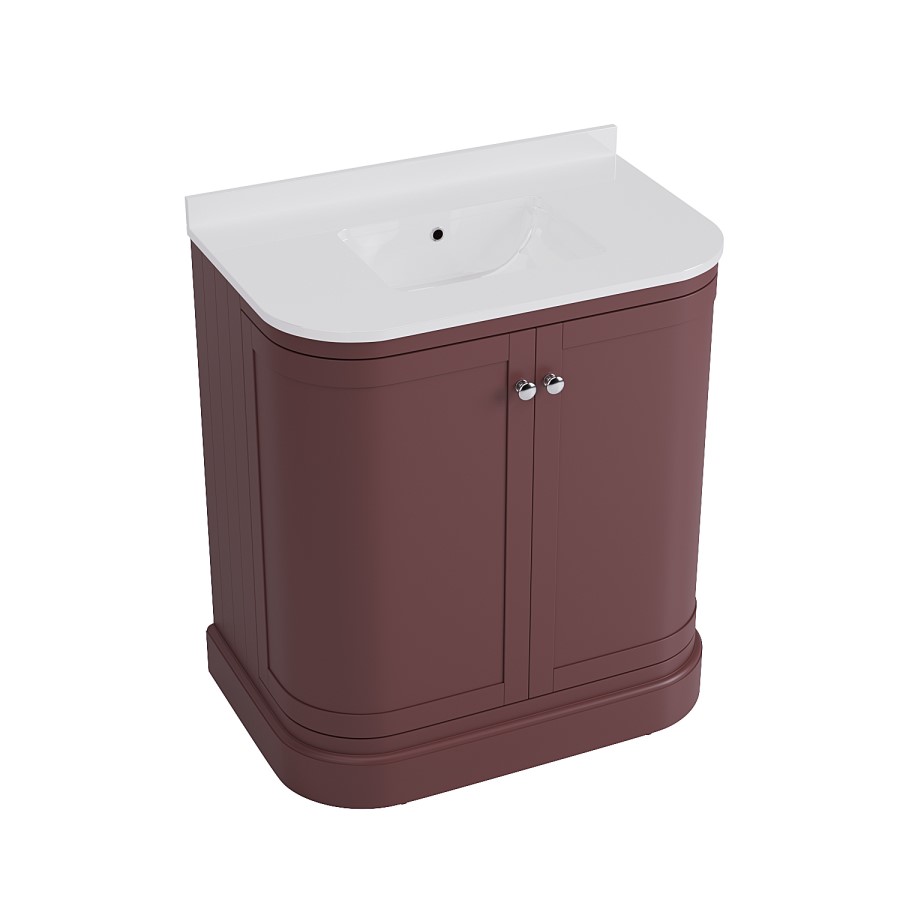 800mm Burgundy Curved Freestanding Vanity Unit with Basin - Bowland