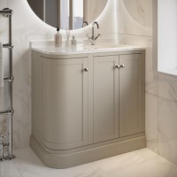 900mm Beige Right Hand Curved Corner Freestanding Vanity Unit with Basin - Bowland 900mm Beige Right Hand Curved Corner Freestanding Vanity Unit with Basin - Bowland