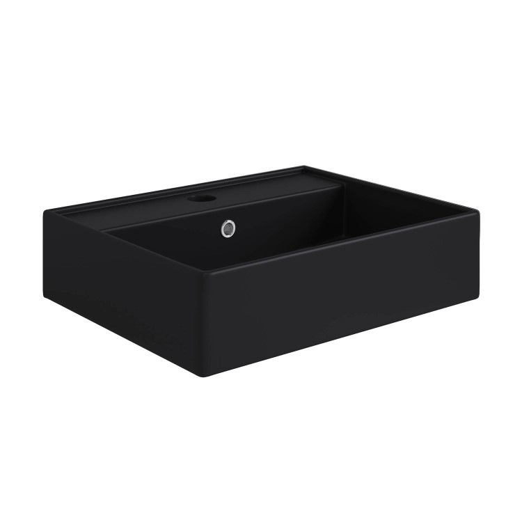 Matt Black Square Wall Hung Basin 497mm - Bowen