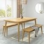 Solid Oak Extendable Dining Set with 2 Benches - Scandi - Briana