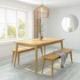 Solid Oak Extendable Dining Set with 2 Benches - Scandi - Briana