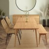 Briana Solid Oak Extendable Dining Table with Solid Oak Dining Bench and 2 Brown Rattan Dining Chairs