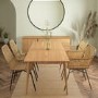 Oak Extendable Dining Table with 4 Rattan Dining Chairs - Briana