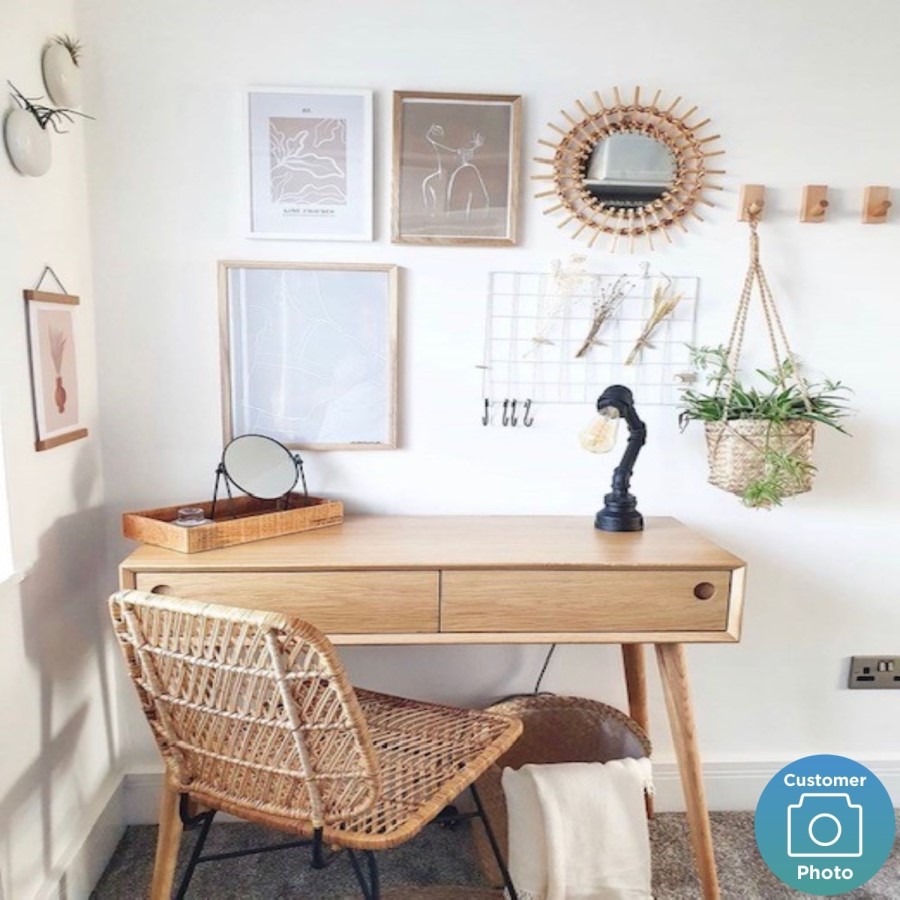 Oak Office Desk with Drawer - Briana