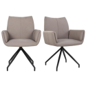 BUN/BRD001/96677 Set of 2 Mink Real Leather Swivel Dining Chairs - Bradley
