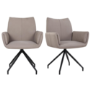 Set of 2 Mink Real Leather Swivel Dining Chairs - Bradley