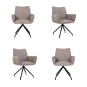 BUN/BRD001/96678 Set of 4 Mink Real Leather Swivel Dining Chairs - Bradley