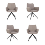 Set of 4 Mink Real Leather Swivel Dining Chairs - Bradley