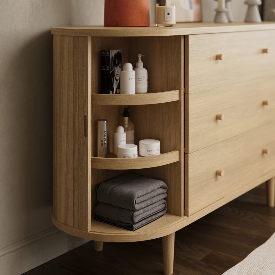 Wide Oak Sideboard with Cupboards - Breuer